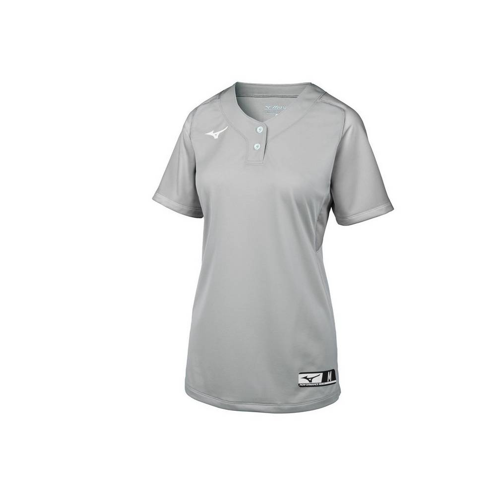 Womens Mizuno Aerolite 2-Button Softball Jersey Grey Philippines (BZPTWF827)